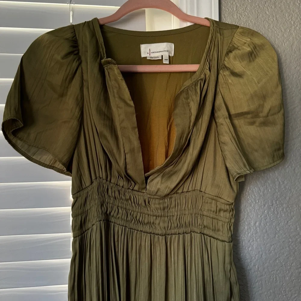 SUMMER COLLECTION ANTHROPOLOGIE Olive Green Maxi Dress Somerset collection - Picture 9 of 14